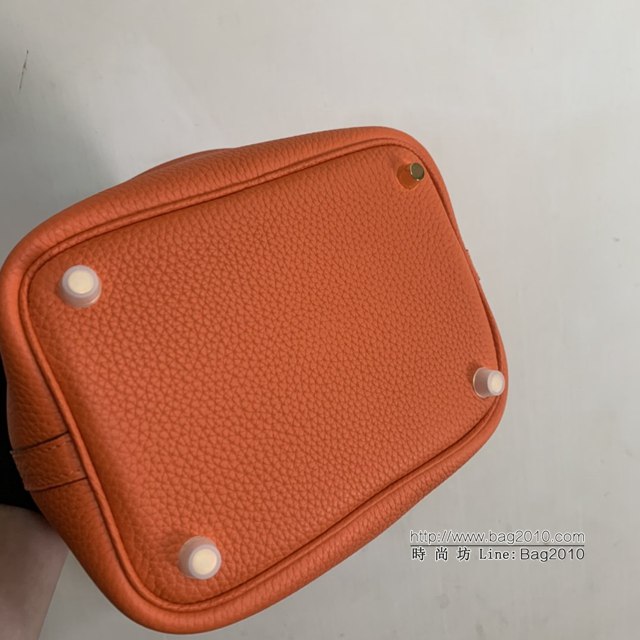 Hermes手提包 愛馬仕Picotin菜籃子女包 18cm TC皮 手工蜜蠟線縫製 經典橙  tdh2021